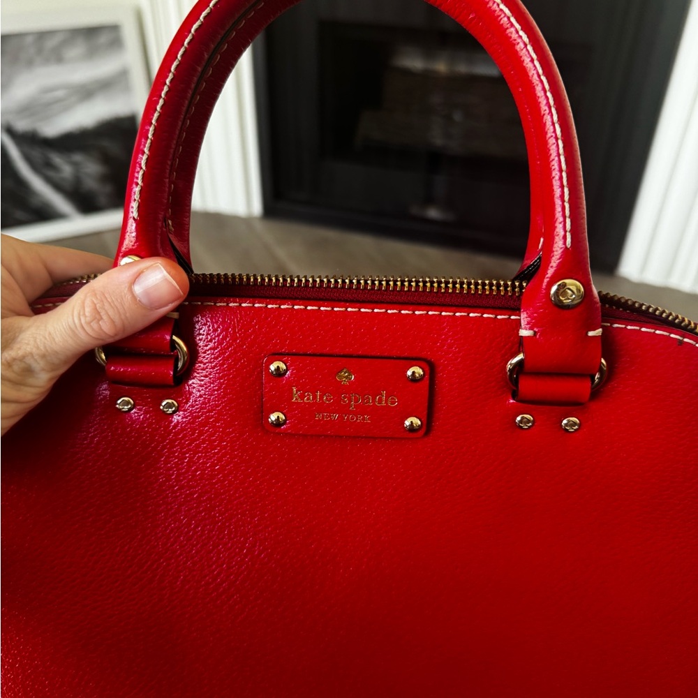 kate spade Red Dome Satchel Leather Handbag - Picture 9 of 9